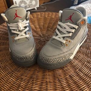 Nike Air Jordan 3 Retro Cool Grey Orange Cement Youth Size 6Y Sneakers